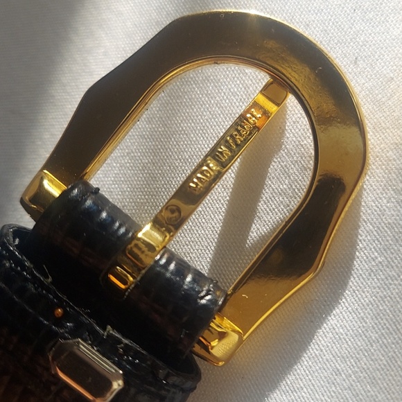 PHILIPPE CHARRIOL Black Gold Signature Classic Leather Belt - Picture 2 of 6